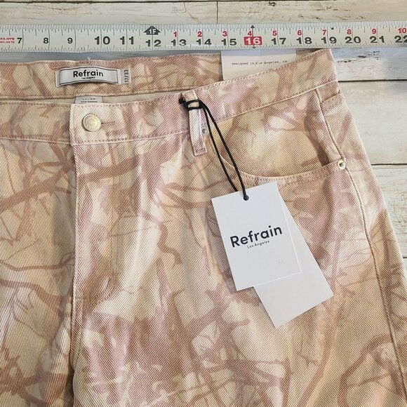 Refrain Printed Cargo Wide Leg Denim Jeans Pants NEW 33  Luxe Casual Streetwear - Picture 5 of 10